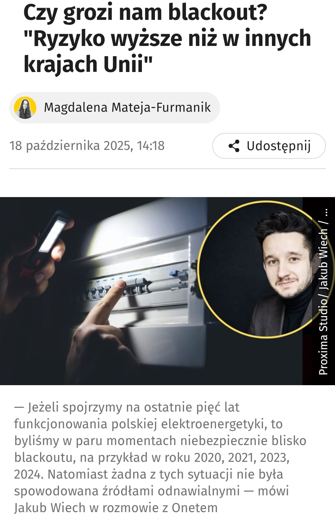 Czy grozi nam blackout? Ryzyko wyższe niż w innych krajach Unii