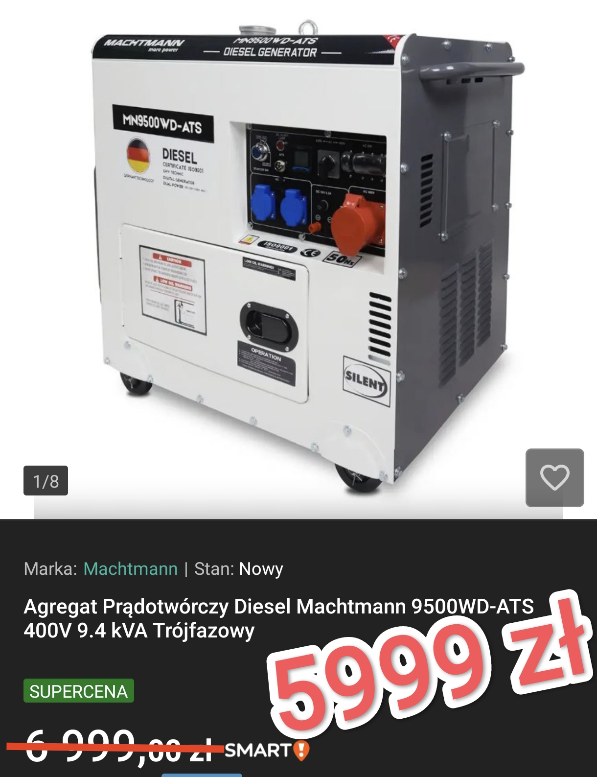 Agregat Prądotwórczy Diesel Machtmann 9500WD-ATS